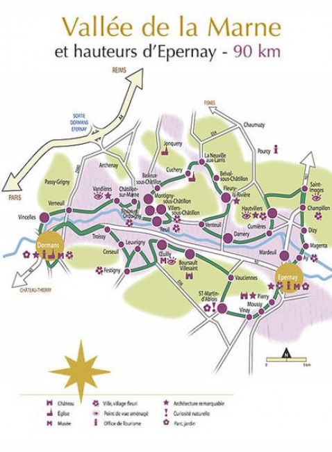 champagne tourist route map